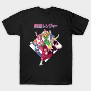 เสื้อยืดสีขาวเสื้อยืด พิมพ์ลายอนิเมะ Super Sentai Yu Yu Hakusho Ranger Hero Mashup ตลก ไซซ์ S-6XLS-4XL