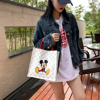 ♙☈Tote bag net สีแดงกระเป๋าหญิง 2020 ใหม่ความจุขนาดใหญ่ tote กระเป๋าแฟชั่นเปิดลายมิกกี้กระเป๋าสี่เหลี่ยมหญิง bag