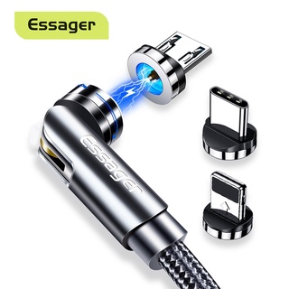 Essager สายชาร์จโทรศัพท์ Micro USB Type C แม่เหล็ก หมุนได้ 540 องศา 1 เมตร 2 เมตร สําหรับ iP Android