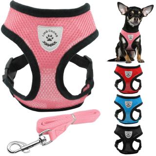 Soft Air Mesh Small Dog Harness and Leash Adjustable Puppy Vest Pink Blue Cat Walking Jacket