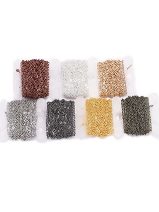 โซ่สร้อยคอDIY 5เมตร/ล็อต 1.5-3.5มม. ยาวเปิดลิงค์ สำหรับทำสร้อยข้อมือ-สร้อยคอ อุปกรณ์แฟชั่นเกาหลี