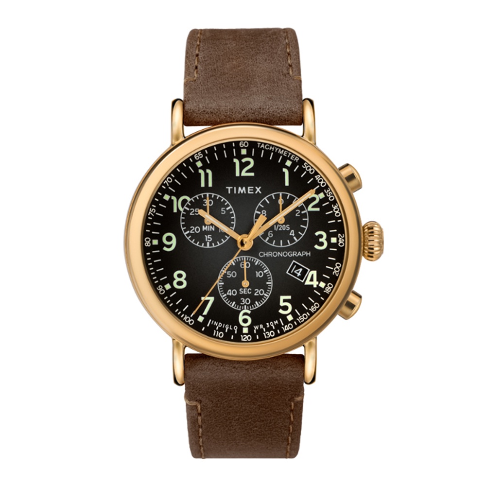 Timex TW2T20900 Standard นาฬิกาข้อมือผู้ชาย สายหนังสีน้ำตาล หน้าปัด 41 มม.