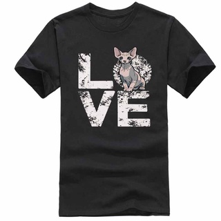 ขายดี!เสื้อยืดแขนสั้นลําลอง คอกลม ผ้าฝ้าย 100% พิมพ์ลาย Love Sphynx Cat Stylisches ทรงหลวม สําหรับผู้ชายS-5XL