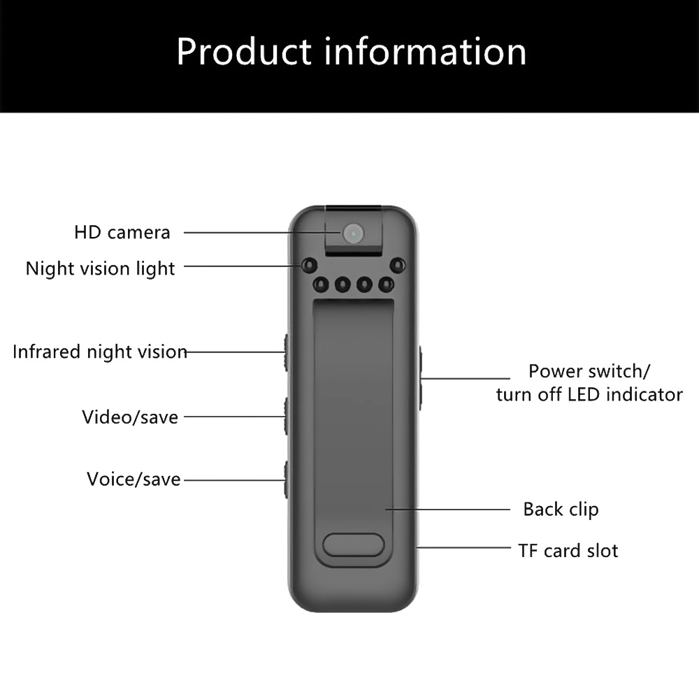 Foriot 1080P HD กล ้ องวิดีโอ DVR Night Cam Mini Police Body กล ้ อง 180° เลนหมุน