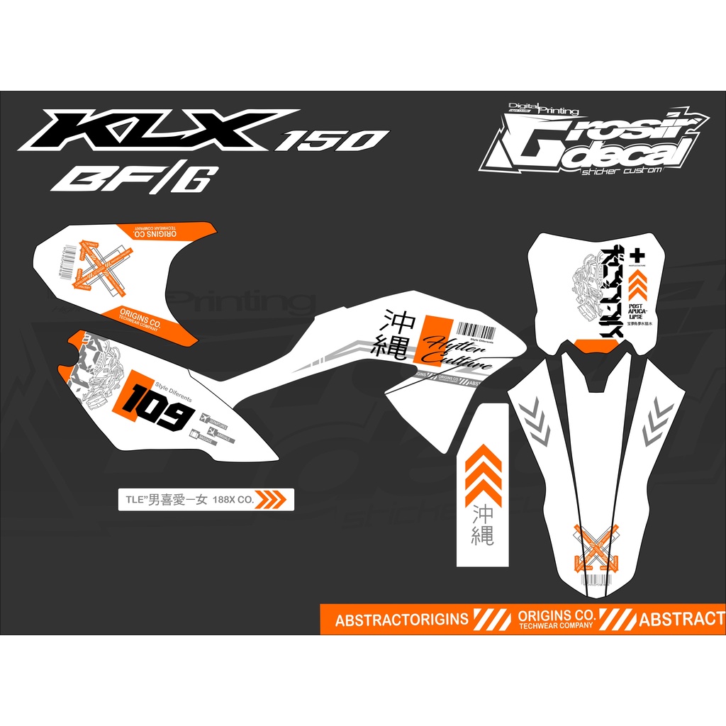 สติ๊กเกอร์รูปลอก KLX BF 150 สีขาว Fullbody Decal สติ๊กเกอร์ KLX BF Fullbody