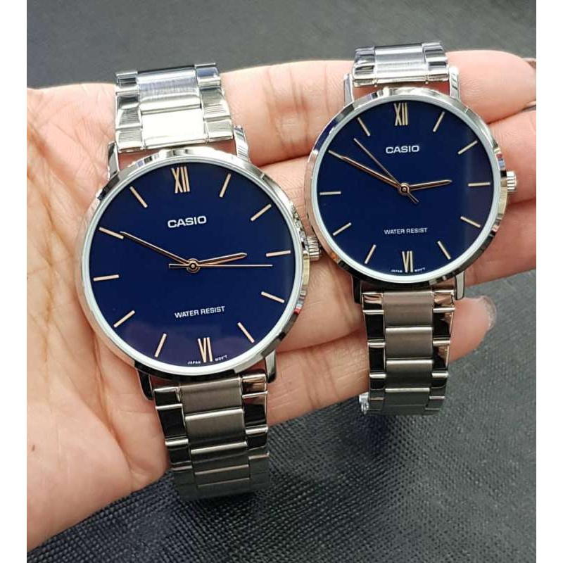 Win Watch shop นาฬิกา Casio รุ่น MTPVT01D2B นาฬิกาผู้ชาย สายแสตนเลส หน้าปัดน้ำเงิน (รุ่นใหม่ล่าสุด) 