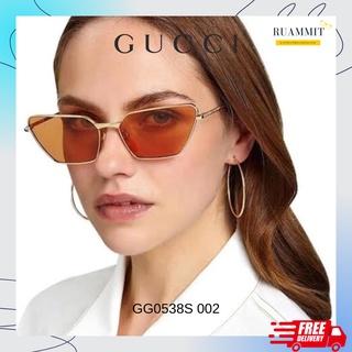 แว่นกันแดด Gucci GG0538S 002 สี Gold ทรงแคทอาย ของแท้ จัดส่งฟรี!!