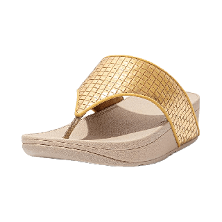 FITFLOP รองเท้าลำลองผู้หญิง OLIVE METALLIC RAFFIA รุ่น DO6-675 สี GOLD รองเท้าผู้หญิง