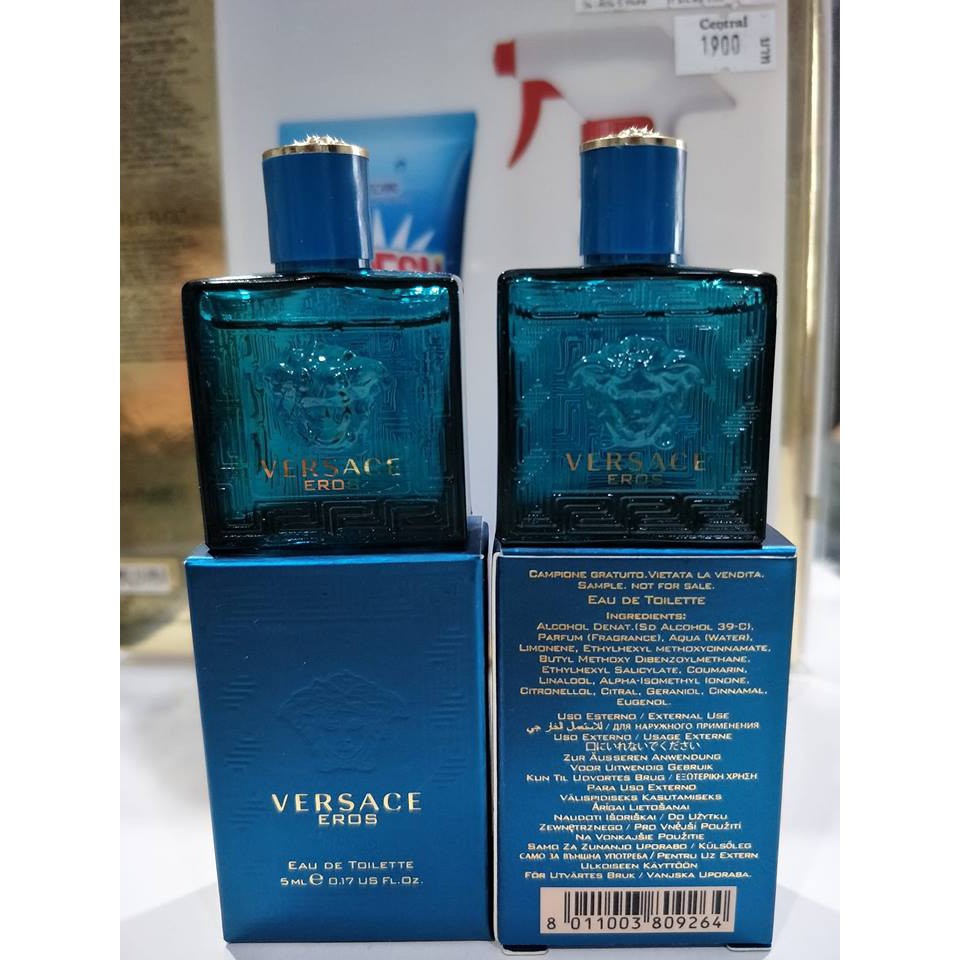 น้ำหอม ของแท้ 100% เวอร์ซาเช่ VERSACE EROS EDT 5ML. น้ำหอมของแท้ น้ำหอมแท้ กล่องน้ำเงิน EAU DE TOILET ออ เดอ ทอยเล็ท