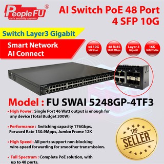 Fu 5248GP-4TF3 48 ports full gigabit Layer 3 POE switch  ตัวกระจายสัญญาณ peoplefu