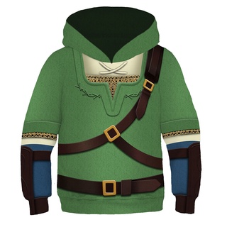 พร้อมส่ง เสื้อแจ็กเก็ต เสื้อสวมหัว พิมพ์ลาย The Legend of Zelda 3D สําหรับเด็กผู้ชาย