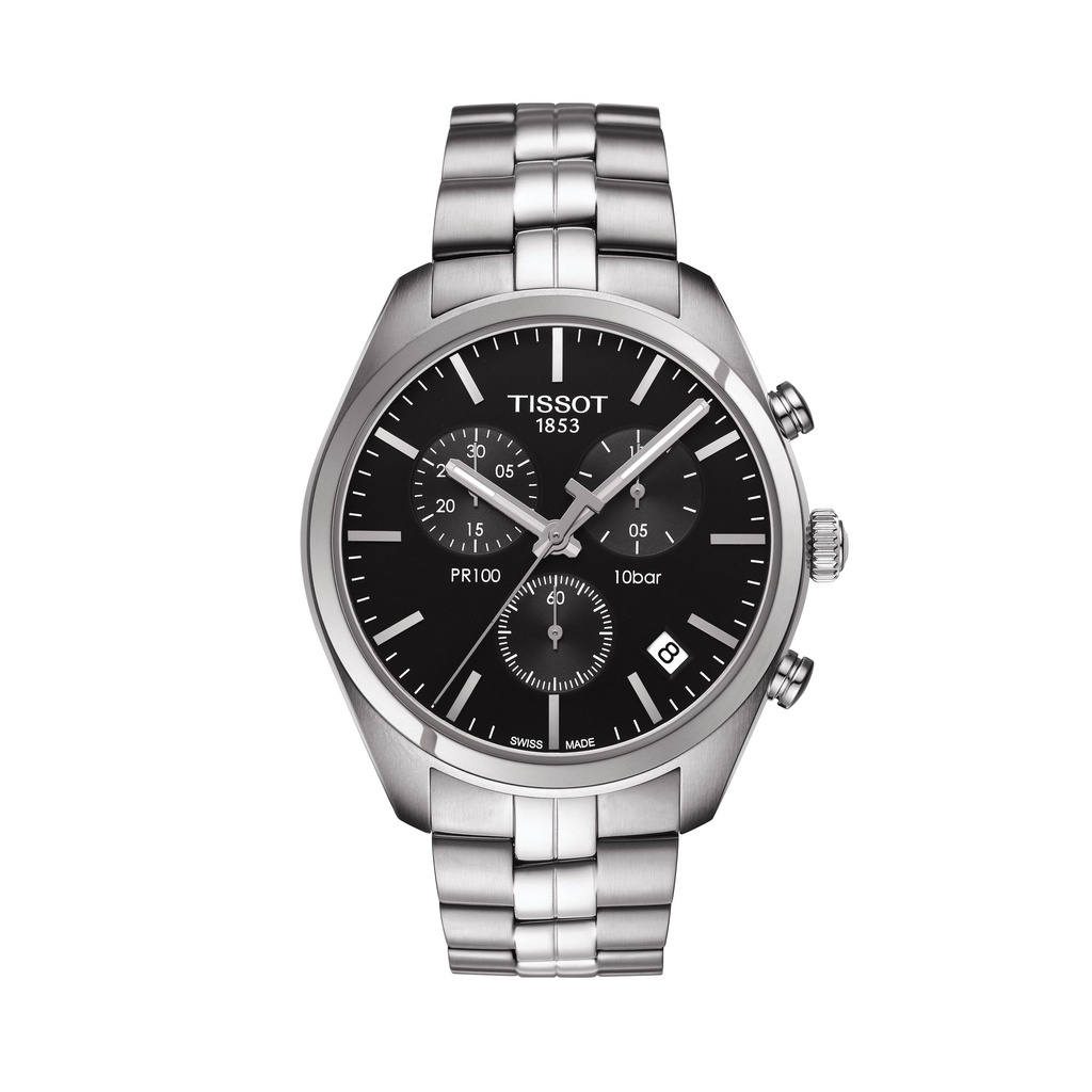 Tissot PR 100 Chronograph ทิสโซต์ พีอาร์ 100 สีดำ เงิน T1014171105100 นาฬิกาผู้ชาย
