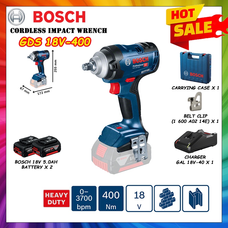 Bosch GDS 18V-400 GDS18V-400 18V ประแจผลกระทบไร้สาย