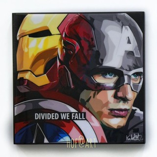 Civil War #2 Captain America + Iron Man รูปภาพ​ติด​ผนัง ​Pop​ art ตัวละคร Marvel การ์ตูน กรอบรูป แต่งบ้าน ของขวัญ