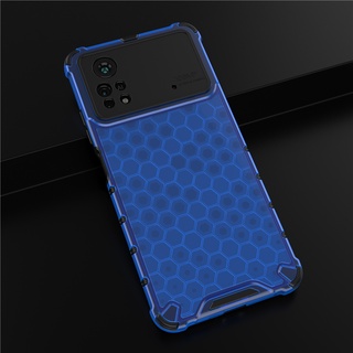 เคสสำหรับ Poco X4 Pro 5G Case พลาสติกแบบแข็ง Shockproof Honeycomb Clear Phone Casing Xiaomi POCO X4 Pro 5G Back Cover