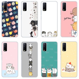 เคสซิลิโคนใส ลายการ์ตูนแมวน่ารัก กันกระแทก สําหรับ Vivo y20 Vivo y12s y20s y20 y21i Vivo y12 Vivo y12i y11 2021