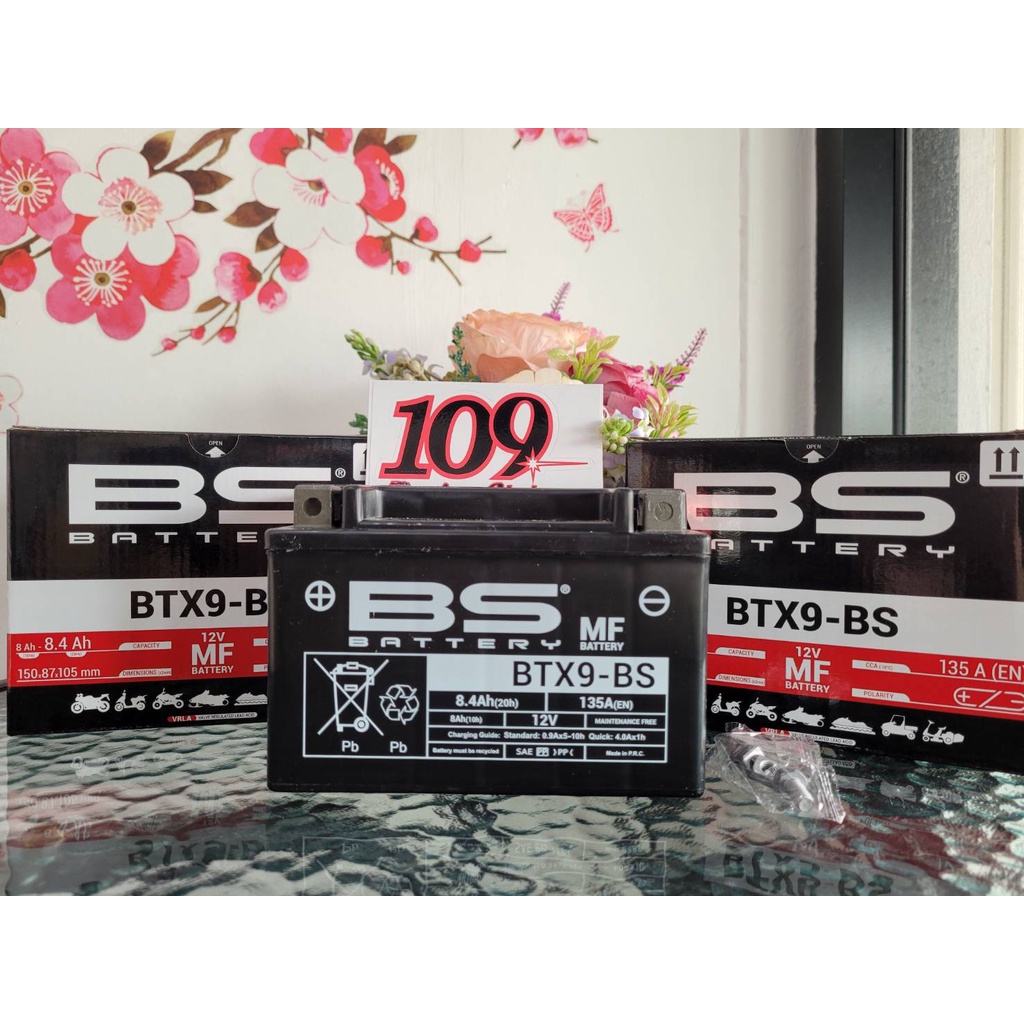 แบตเตอรี่ แบตเตอรี่มอเตอร์ไซค์ BS BTX9-BS สำหรับ CB400 Street400 Ninja250-300-400 Z800 Z900 ZX6 และอ