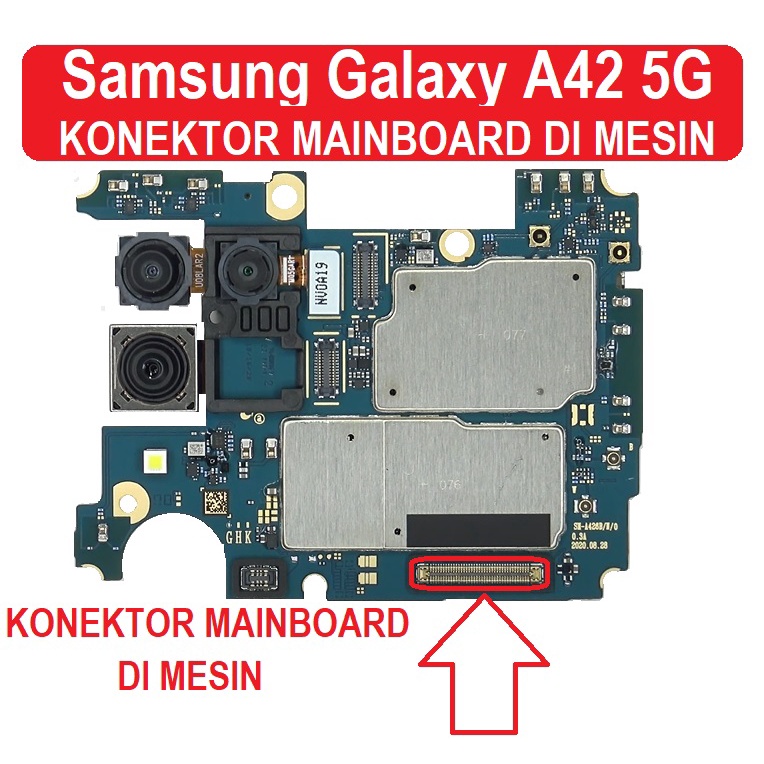 MESIN SAMSUNG A42 เมนบอร์ดเชื่อมต่อบน 78 PIN FPC เครื่องเมนบอร์ด 1 ชิ้นบนบอร์ด