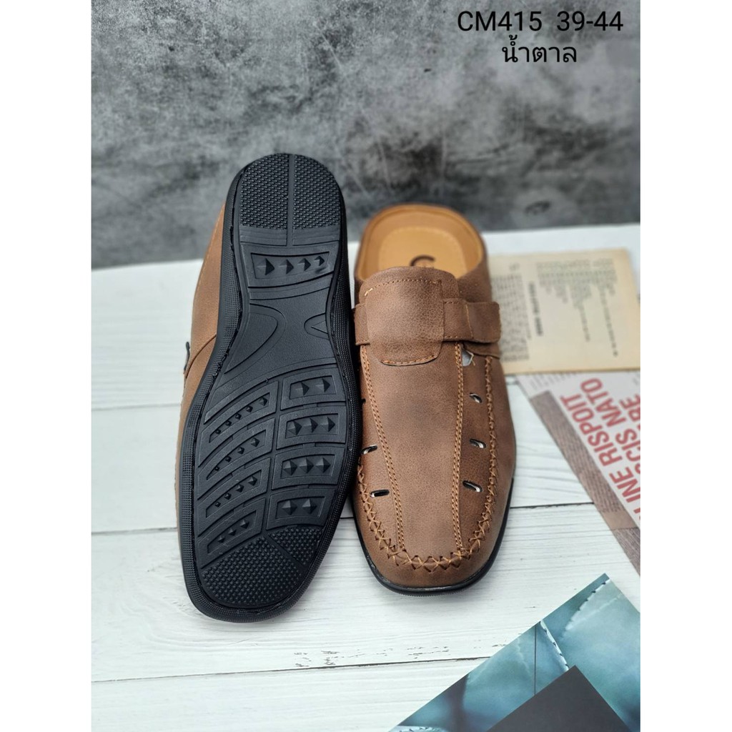 รองเท้าเปิดส้นผู้ชาย ลายคาด ข้างหน้า ยี่ห้อ CSB CM415 ไซส์ 39-44 มี 2 สี ดำ น้ำตาล ไซส์มาตรฐาน