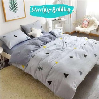 Sweet Kip Bedding ผ้าปูที่นอนขนาด 3.5ฟุต, 5ฟุต, 6ฟุต พร้อมผ้านวมขนาด 180 x 220 เซ็นติเมตร รวม 6 ชิ้น ลายสามเหลี่ยมต้นสน