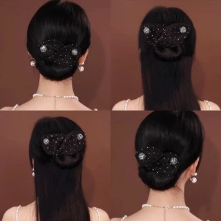 เกาหลีย้อนยุค Organza เลื่อม Twist Bun กิ๊บติดผมผม Bun สไตล์ Hairpin เครื่องประดับผมสําหรับผู้หญิง