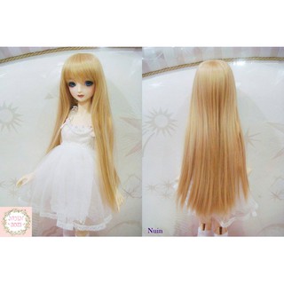 วิกผมสีทอง หน้าม้า ผมยาว สำหรับตุ๊กตา BJD 1/3 ตุ๊กตาสูง 60 ซม. ตุ๊กตา Dollfie Dream วิกตุ๊กตา