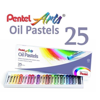 สี Pentel สีชอล์ค 25 สี สีชอล์ก เพนเทล 25 สี Oil Pastels PHN-25AS (1กล่อง) สีเข้ม สด คมชัดทุกการระบาย