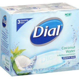 Dial Coconut Water &amp; Bamboo Leaf Extract Bar Soap Healthier Daily Skin ไดออล สบู่ก้อน โคโค่นัท วอเทอร์ 113g. x 3Bars