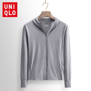 UNIQLO เสื้อแจ็กเก็ต กันลม มีซิป มีฮู้ด ป้องกันแดด แฟชั่นสําหรับผู้ชาย ไซซ์ M - 5XL 50+