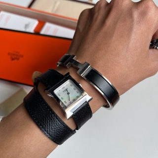 นาฬิกา heure watch double tour strap  นาฬิกางานที่สุดของ hermes มาด้วยสายหนังepsom เเท้หน้าปัด   ผัน2รอบ เป็น double tou