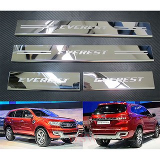 (4ชิ้น) ชายบันได รถยนต์ ฟอร์ด เอเวอเรสต์ 2015 - 2021 ชายบันไดประตู สแตนเลส Ford Everest SUV กันรอย สคัพเพลท ราคาถูก