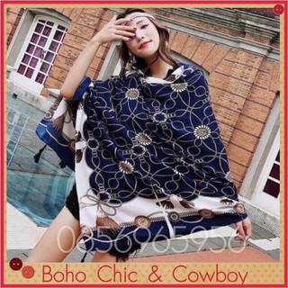 Boho chic and Cowboy🧣 ผ้าพันคอผ้าคลุมไหล่พิมพ์ลายสไตล์โบฮีเมียน ผ้าพันคอ ผืนใหญ่ ลายสวย คลุมสวย กันหนาวได้ ตัดเสื้อได้