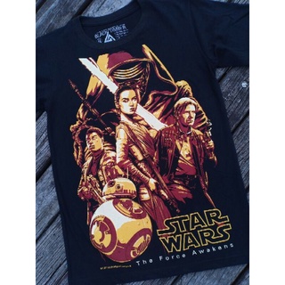 เสื้อยืดสีดำอินเทรนด์Bt67 เสื้อยืดผ้าฝ้าย แขนสั้น พิมพ์ลาย STAR WARS THE FORCE AWAKENS REY HAN SOLO KYLO REN คุณภาพสูง ส