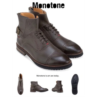 รองเท้าบูทหนังแท้  รองเท้าบูทแบบหุ้มข้อ รองเท้าผู้ชาย Monotone shoes