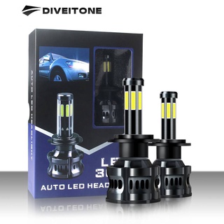 DIVEITONE 1คู่  ไฟหน้ารถ LED ส่องสว่าง 8 ด้าน H1 H3 H7 H8/H9/H11 9005/HB3/H10 9006/HB4 H4/HB2/9003 50W 6000K