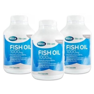 Mega We Care Fish Oil 1000 mg ป้องกันการอุดตันของหลอดเลือด (200 แคปซูล) x 3 ขวด