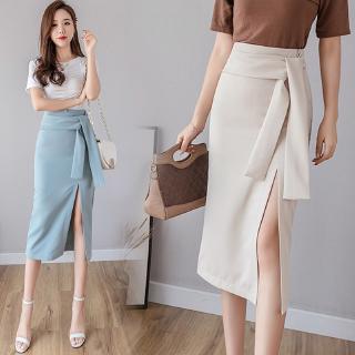 LEPPSPY Tie Pencil Skirt กระโปรงผ่าหน้า พร้อมส่ง