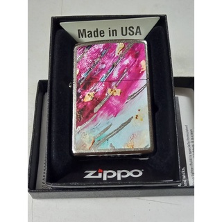 ZIPPO  29875  RUST PATINA  DESIGN   สีเงิน ผิวโครเมี่ยม  ลายแบบสกรีน   ของใหม่  มาพร้อมกล่อง  รับประกันของแท้