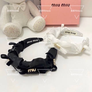 Miumiu ที่คาดผมฟองน้ํา ประดับไข่มุก เครื่องประดับ สําหรับผู้หญิง