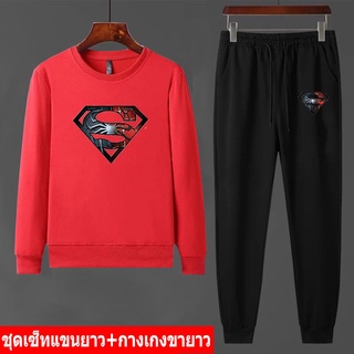 BK393-O+AA345 ชุดเซ็นหน้าหนาว เสื้อแขนยาวคู่กางเกงขายาว size 32-46