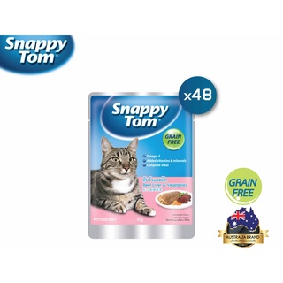 สแนปปี้ทอม อาหารแมวขนาด 85 กรัม สูตรตับวัวและผัก x48ซอง (Snappy Tom CAT FOOD 85g. Beef Liver &amp; Vegetables x48)