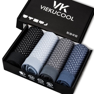 Viekucool กางเกงชั้นในบ็อกเซอร์ ผ้าฝ้าย และผ้าเรยอน ระบายอากาศได้ดี สําหรับผู้ชาย ไซซ์ L- 3XL 4 ชิ้น