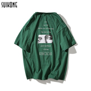 【Hot】Suikone เสื้อยืดแขนสั้นผู้ชายสไตล์เกาหลีฤดูร้อนใหม่ลำลอง หลวม ระบายอากาศและดูดซับเหงื่อ