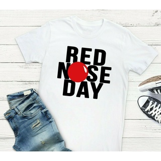 เสื้อยืดผ้าฝ้าย แบบนิ่ม ลายการ์ตูน Red Nose Day สีขาว สําหรับผู้ใหญ่ - 10%S-5XL