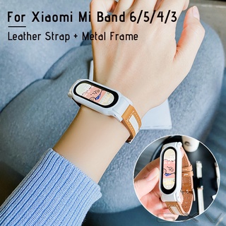 สายนาฬิกาข้อมือ สายหนังวัวแท้ สําหรับ Xiaomi Mi Band 6 5 4 3 Xiaomi Band M6 M5 M4 M3