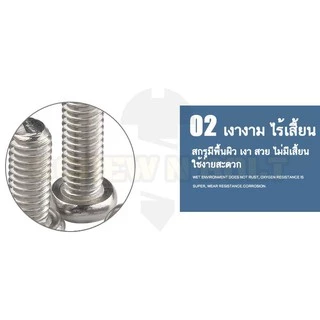 น็อต สกรู หัวกลม หัวแพน แฉก P+ สแตนเลส 304 เกลียวมิล หยาบ M2 / Pan Head Phillip Machine Screw SUS304