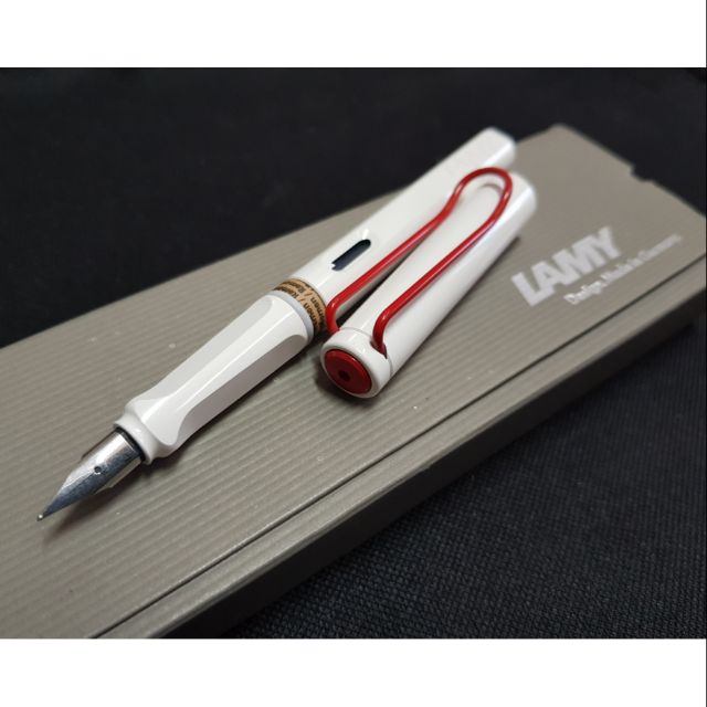 Lamy safari white with red clips Japan 30 years limited edition