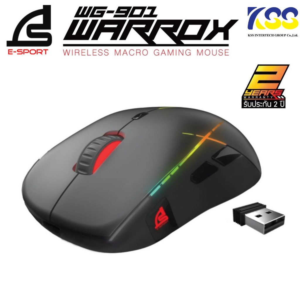 💥🚀ส่งชัวร์ส่งไว🚀(เกมส์มิ่ง เมาส์) SIGNO E-Sport WARROX WG-901 (Black) Wireless Macro Gaming Mouse