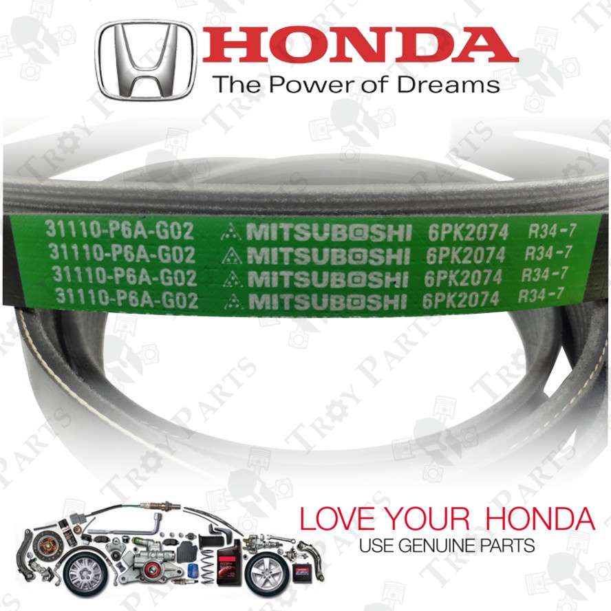 สายพานพัดลมฮอนด้า 31110-R7S-M01 / 31110-R6A-G02 สําหรับ CRV TOA 2.0 Accord T2A T2M 2.0 - 6PK2074 ( 6