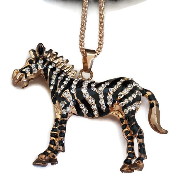 Robagin สร้อยคอฮิญาบม้าคริสตัล MOZAIK ZEBRA สําหรับผู้หญิง Pwa22